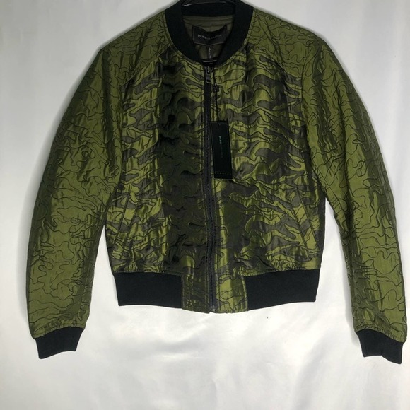 BCBGMaxAzria Green Gibson Camouflage Bomber Jacket Size XXS-New - Picture 8 of 16